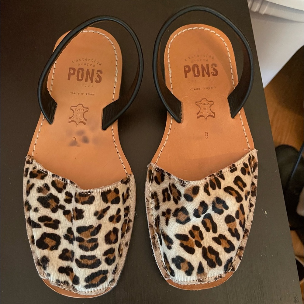 new Pons Avarcas Classic Sandals Peep Toe Leopard